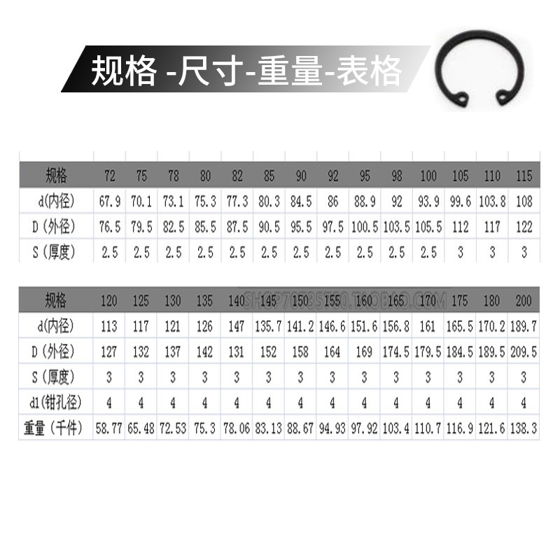 孔卡 内卡 孔用挡圈 卡簧M 110 115 120 125 130 135 140 145 150