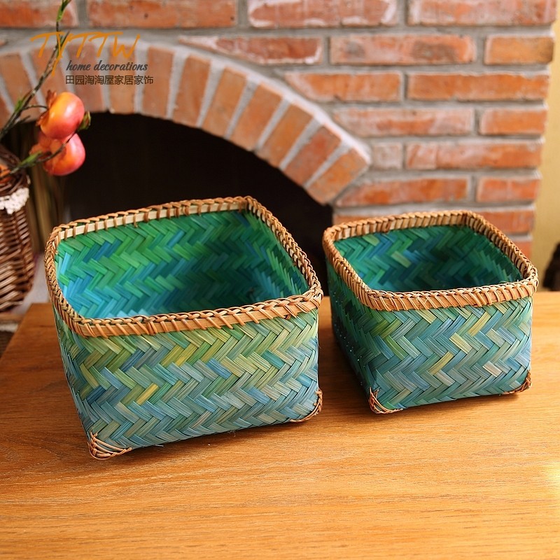 异域风情绿色竹片手工艺术 杂物收纳筐篮 装饰花器民族风,包装,五金配件包装,淘宝优惠券,粉丝福利购,淘宝优惠卷