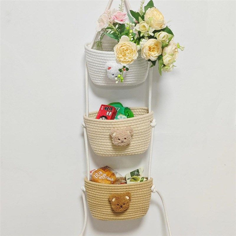 挂墙收纳篮挂筐宿舍房间置物架壁挂袋棉线编织墙挂式门后墙上,包装,五金配件包装,淘宝优惠券,粉丝福利购,淘宝优惠卷