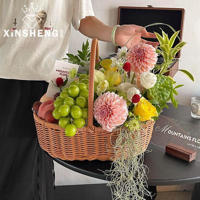 爆款藤塑编织花篮插花篮装饰桌面花篮花艺材料装饰品diy摆件