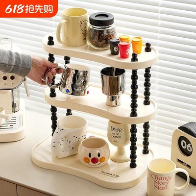 杯子收纳架双层马克杯置物架茶杯托盘家用水吧桌面放咖啡水杯架子