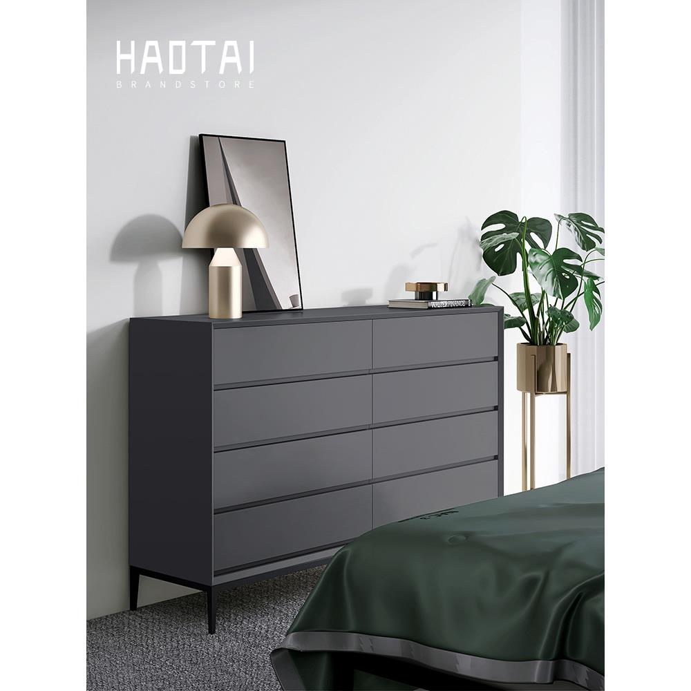 烤漆八斗柜意式极简现代简约客厅实木北欧餐边柜卧室床尾收纳柜子