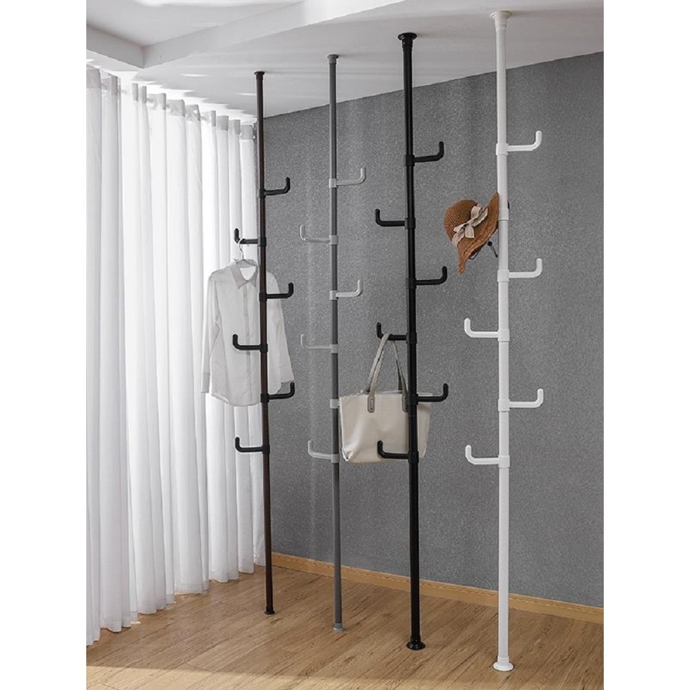 加粗38管径顶天立地晾衣架落地室内阳台卧室免打孔伸缩杆架衣帽架