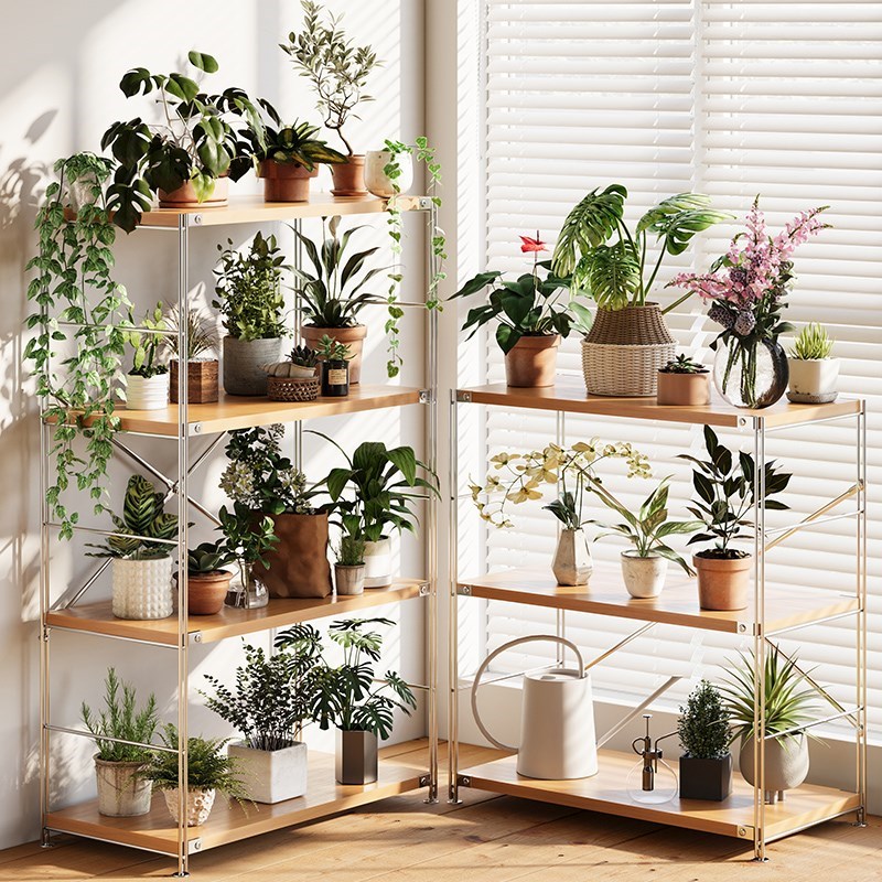 日式货架b置物架多层家用厨房架子橱柜阳台多功能储物架落地收纳