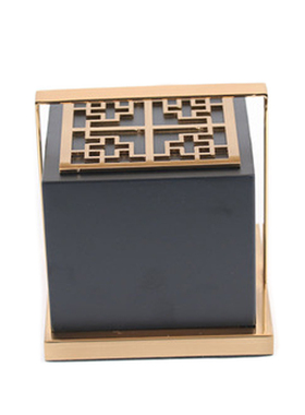 现代新中式e家居铁艺窗花首饰提盒摆件样板房间书房软装饰品收纳