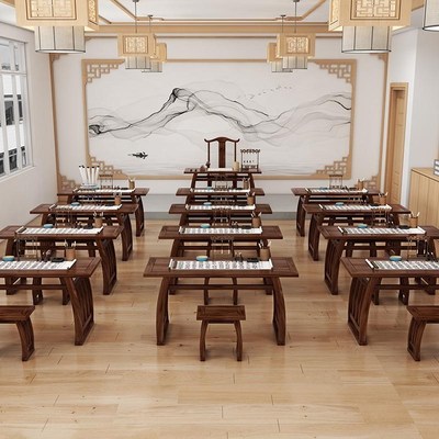 实木书法桌子专用桌中式毛笔v书画仿古国学马鞍桌培训班茶艺围棋