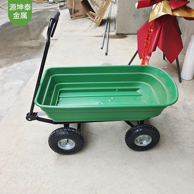 四轮手推车充气实心翻斗车现货建筑工地K搬运车花园翻斗车垃圾车