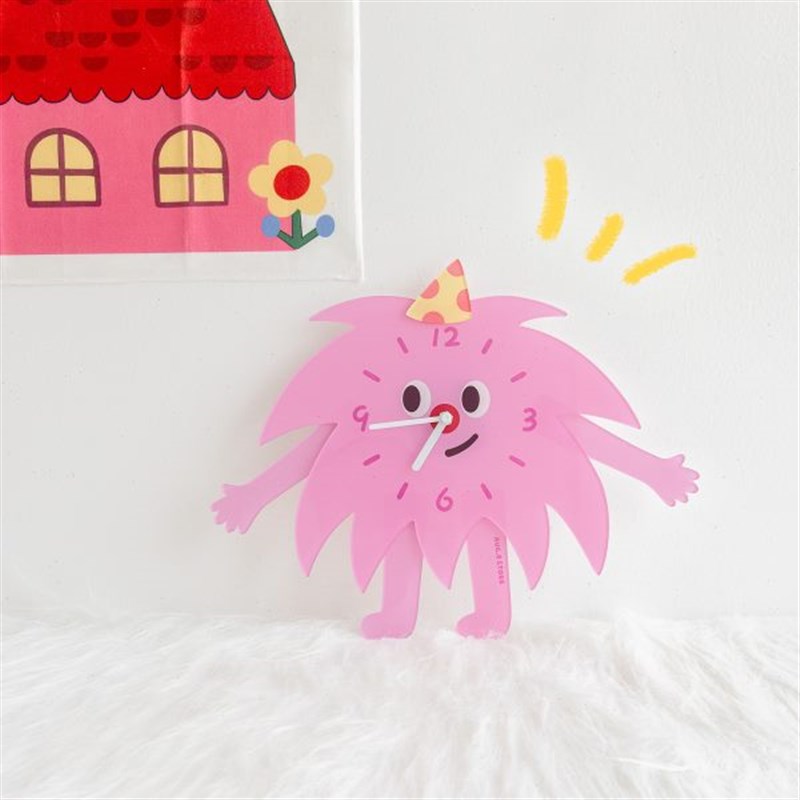 人间八月八丨粉砰砰时钟客厅家用挂钟静音钟表装饰U免打孔卡通可