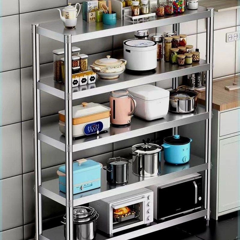 不锈钢厨房置物架五层落地收纳架储物架多层微波炉烤W箱货架四层,厨房/烹饪用具,厨房置物架/置物柜/角架,淘宝优惠券,粉丝福利购,淘宝优惠卷