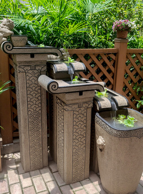 户外流水摆件室内阳台落s地大型中式鱼池景观貔貅T招财庭院装饰造