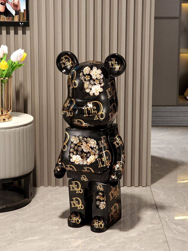 80cm暴力熊大摆件客厅网红落地电视柜旁装饰品高端大气网红积木熊