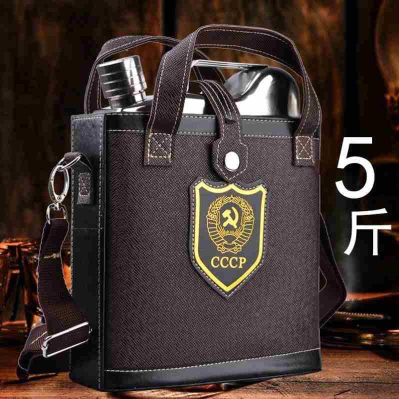 便携304不锈钢酒壶5斤3斤1胶带座/封箱器