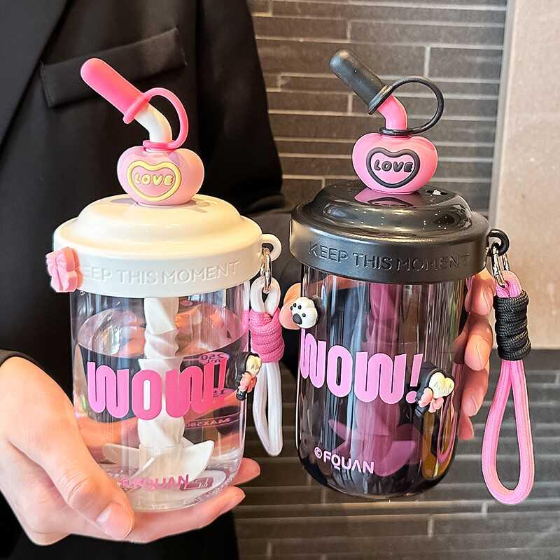 水杯女生高颜值塑料杯tritan吸管小水杯2024新夏季便携咖啡随行杯