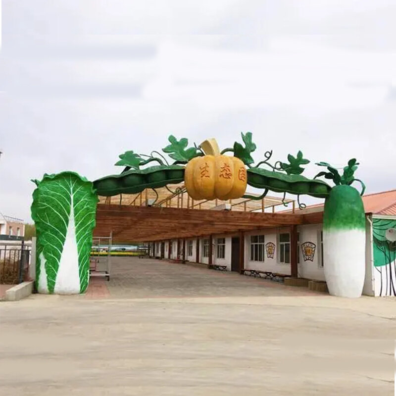 农场水泥门水果植物大门雕塑仿真蔬菜门头玻璃钢grc水泥雕塑定制