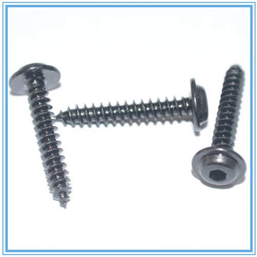 10.9级PWA黑色内六角盘头带垫自攻螺钉M3*18圆头带介自攻螺丝ST3