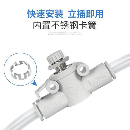 SMC原装直通AS管道节流阀调速阀AS1002F-04A/AS2002F-06A/3002F-8