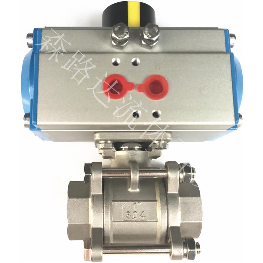 Q611F-16P气动三片式球阀304不锈钢丝口扣气动高平台承插焊接球阀