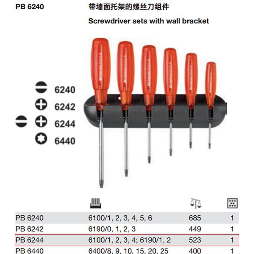 瑞士PB Swiss Tools PB 6244多功能十字一字螺丝刀套装带托架