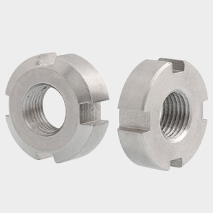 。304不锈钢国标圆螺母GB812开槽螺帽M10M12M14M16M18M20M25M30-M