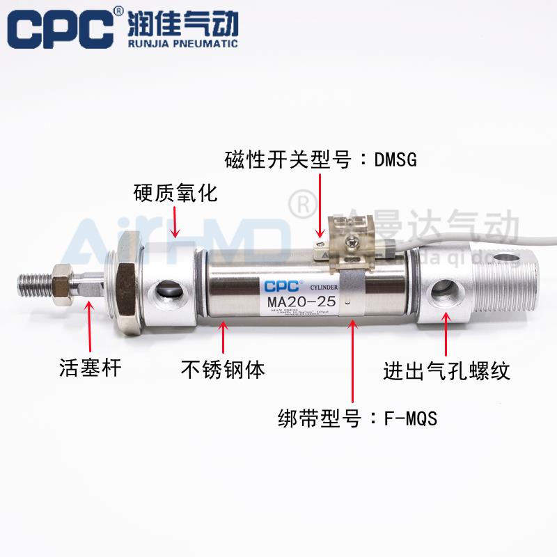 CPC气动迷你气缸MA16/20/25/32/40-10/25/50/75/100*150X200-S-CA