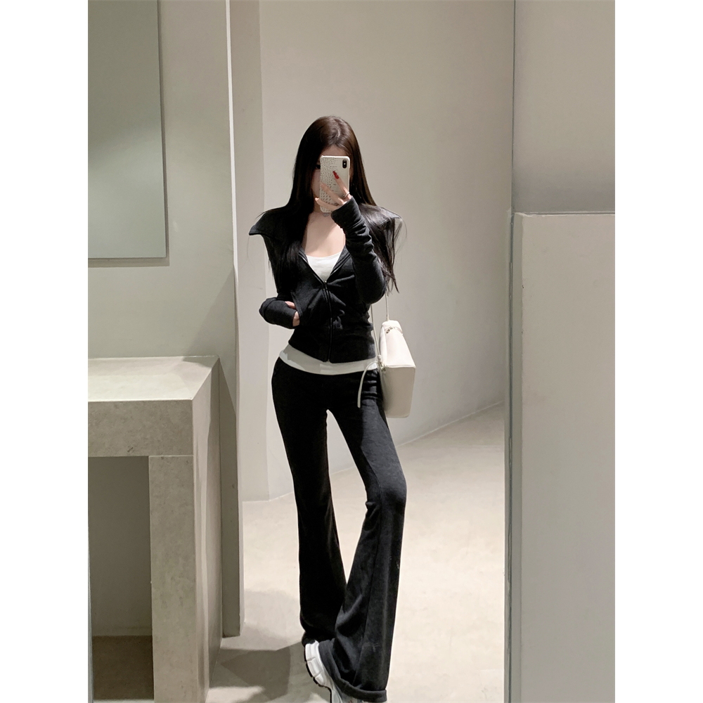 休闲运动套装覆古深灰色两件套