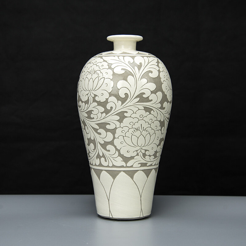 磁州窑瓷器陶瓷花瓶梅瓶客厅新中式装饰居家公司台面瓷瓶摆件