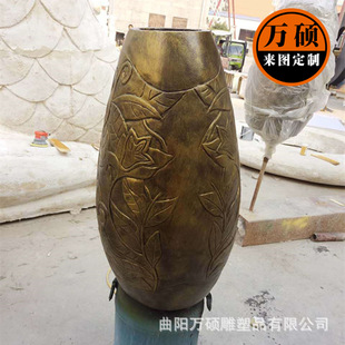 玻璃钢仿铜雕塑 花盆花瓶树脂雕塑花园园林景观装饰美陈摆件