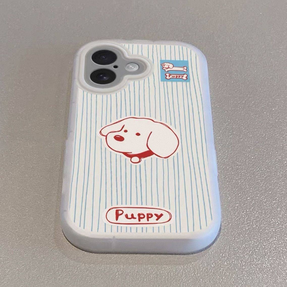 蓝线条小狗适用17promax手机壳