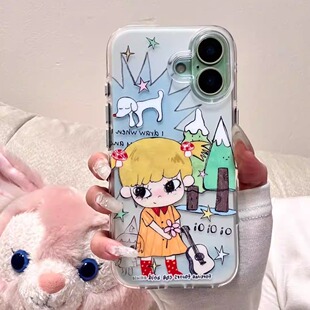 卡通吉他女孩适用苹果16promax卡通手机壳iPhone17pro保护套15plus小众14pro可爱13/12/11动漫7/8Pxrxsmax