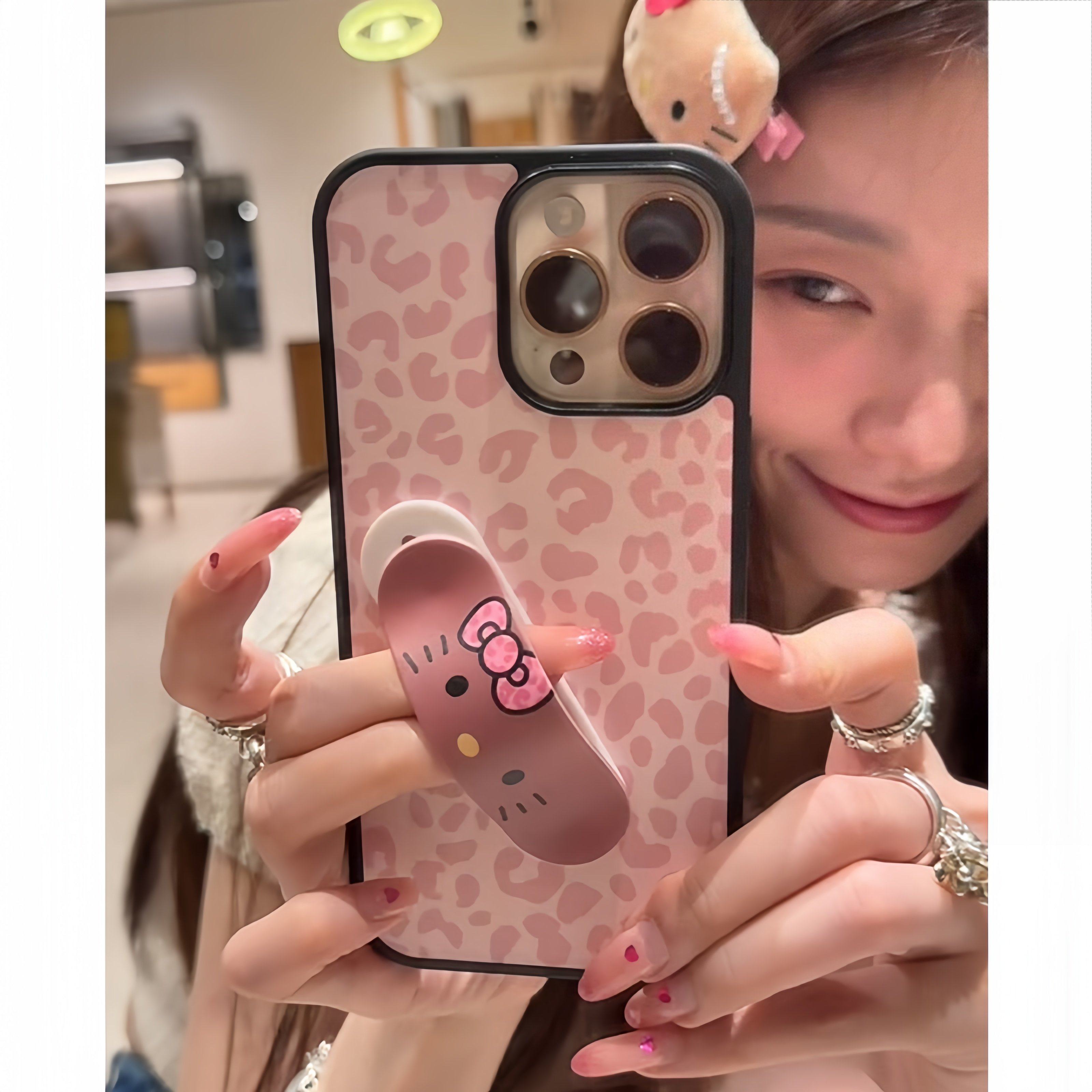 可爱ins粉豹纹kitty创可贴支架适用iPhone16promax新款15promax苹果手机壳14pro磨砂13全包防摔硬12/11少女心,3C数码配件,手机保护套/壳,淘宝优惠券,粉丝福利购,淘宝优惠卷