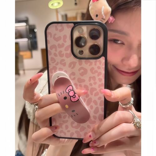 粉豹纹Kitty支架全包防摔手机壳