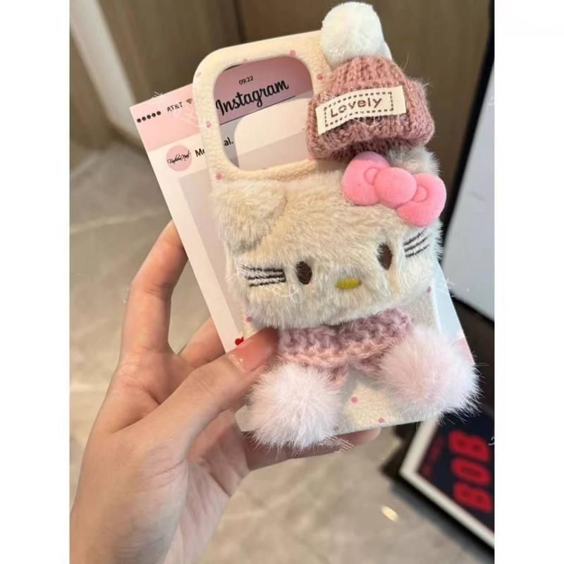 毛绒立体KT猫手机壳保护套