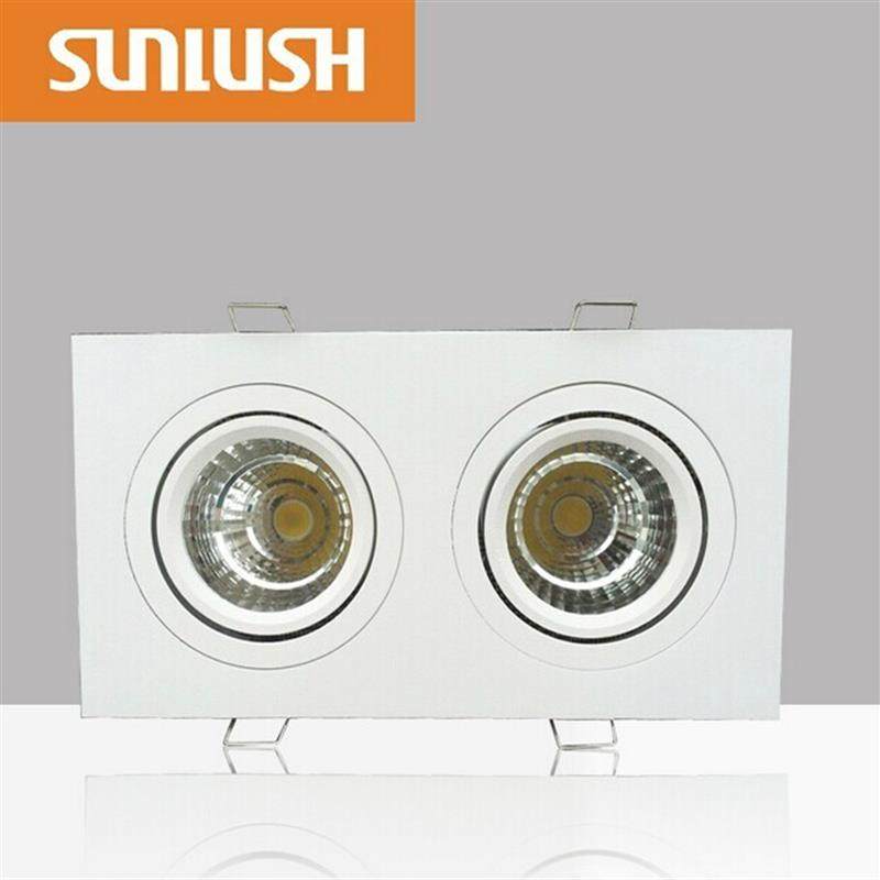 三立led格栅射灯cob双头长方形r6141 er6227 2*6w 开孔16*8.3cm