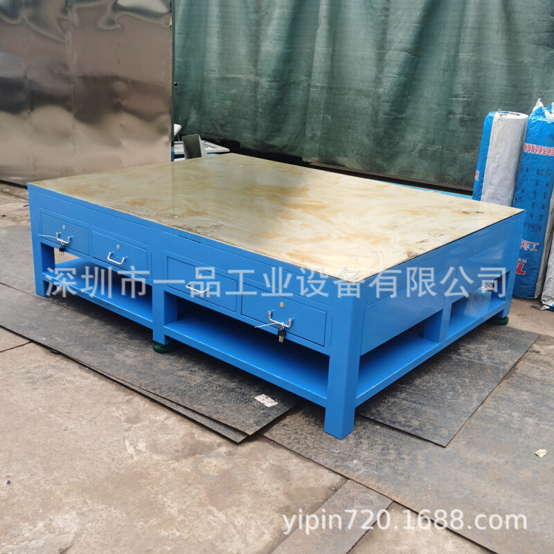 重型钳工操作台18mmA3钢板水磨台面钳工工作台双工位实训工作桌