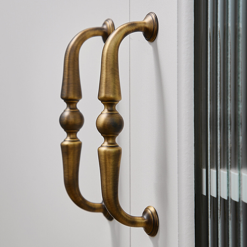 黄古铜法式衣柜门把手现代轻奢复古中式家具鞋柜橱柜衣柜抽屉拉手