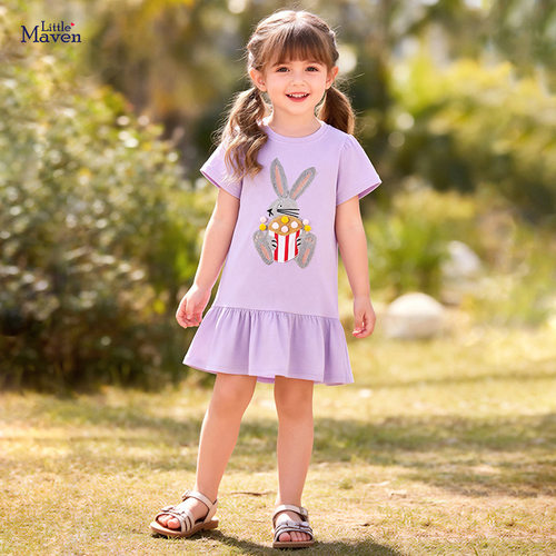 Little maven跨境童裙 夏季新款女童连衣裙 欧美风卡通儿童裙子