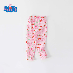 【限价39元】小猪佩奇女童长裤花边纯棉打底裤休闲裤春秋儿童裤子