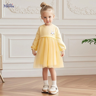 欧美风童装 跨境网纱女童连衣裙秋季儿童公主裙 卡通全棉童裙