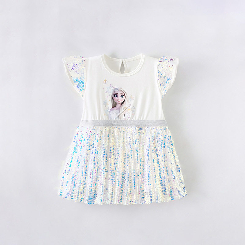 跨境欧美中小童公主裙夏季新款圆领洋气裙子女童连衣裙可爱儿童装