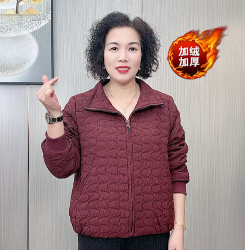 妈妈冬装加厚棉衣棉服中老年保暖外套轻巧百搭休闲棉袄女