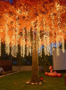 LED流星雨鞭炮灯户外庭院防水大树挂灯太阳能装饰彩灯满天星串灯