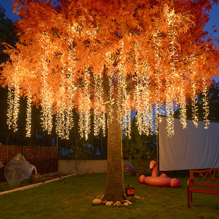 LED流星雨鞭炮灯户外庭院防水大树挂灯太阳能装饰彩灯满天星串灯