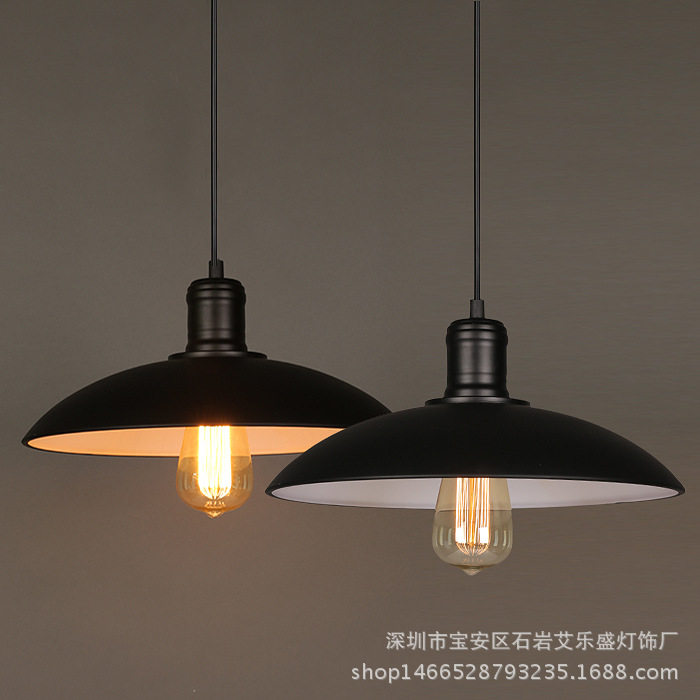 美式工业风吊灯 复古铁艺锅盖吧台餐厅单头小吊灯 厂家供应