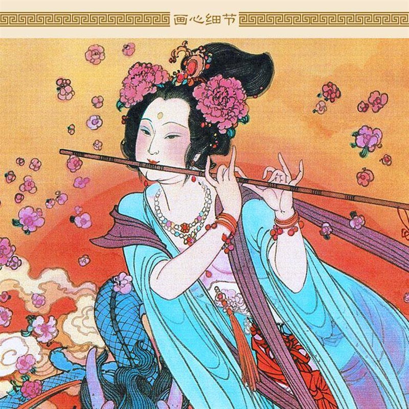 春满干坤c仙女祥龙图花香吉祥如意图装饰画覆古绢布卷轴挂画定制