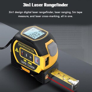 3in1 Laser Rangefninder 5m Tape Measure Ruler LCD Display Di