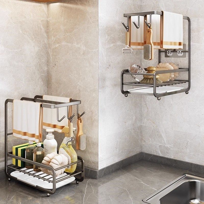 德国水槽抹布沥水架厨房置物架多功能免打L孔洗碗布放置毛巾收纳,厨房/烹饪用具,抹布架/厨房清洁收纳架,淘宝优惠券,粉丝福利购,淘宝优惠卷