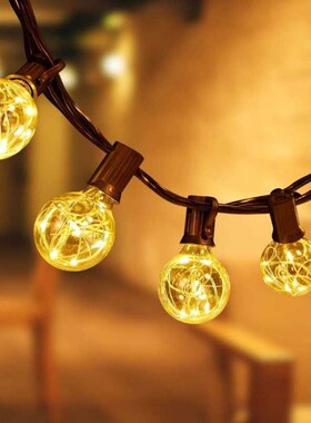 东莞厂家G40铜线灯串25灯IP44z欧规5LED室内外装饰串E12黑色双并