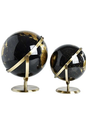 现代轻奢金银黑色地球仪摆件简约样板间书房客厅玄关X办公室装饰