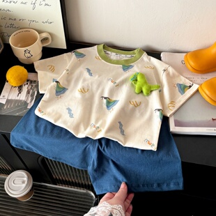 男宝宝休闲两件套小童半袖 男童套装 儿童纯棉短袖 2026新款 衣服 夏季