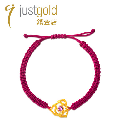 justgold鎮金店伊甸园黄金足金编织红手绳手镯时尚个性1221481Y